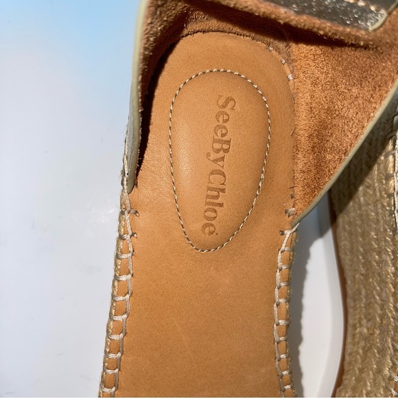 SEE BY CHLOE Lamb Glyn Platform Espadrille Size 10 Light Gold *NEW - Picture 8 of 12